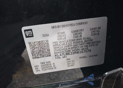 2024 Buick Envista Sport Touring Fwd from USA, damaged, VIN KL47LBE22RB167578